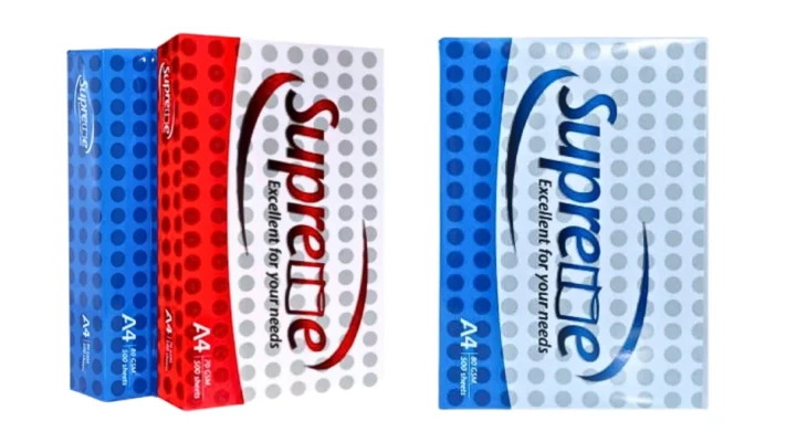 Các pallet giấy in Supreme được xếp đầy đủ tại kho PT Phúc Thịnh, sẵn sàng cung cấp nguồn giấy Supreme giá sỉ kho hàng số lượng lớn cho đại lý.