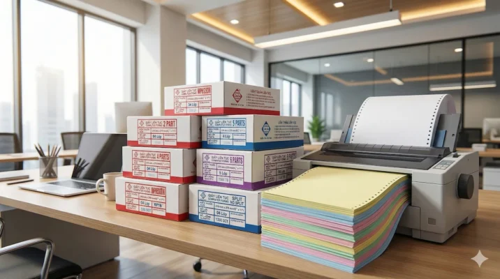 Hai mẫu hóa đơn đặt cạnh nhau cho thấy sự vượt trội về độ sắc nét khi so-sanh-chat-luong-in-giay-carbonless chính hãng với giấy thường.