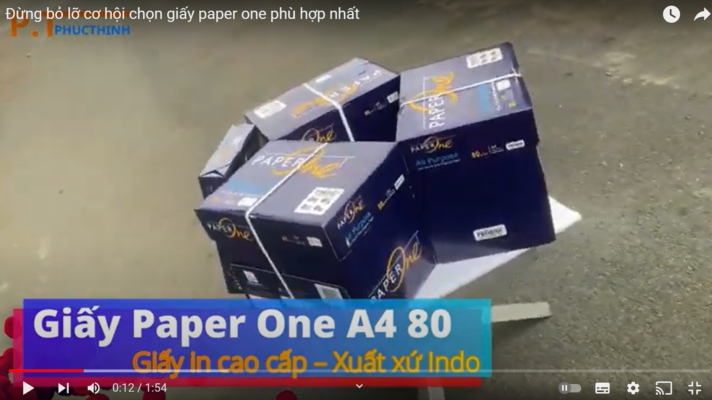 video giấy paper one a4 80gsm
