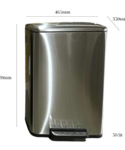 Thùng rác inox đạp chân vuông 50 lít