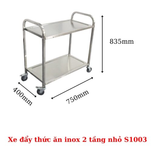 xe đẩy thức ăn inox 2 tầng nhỏ