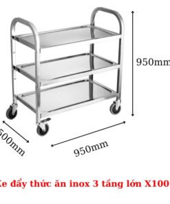 xe đẩy thức ăn inox 3 tầng lớn