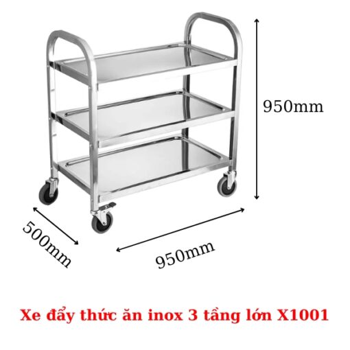 xe đẩy thức ăn inox 3 tầng lớn