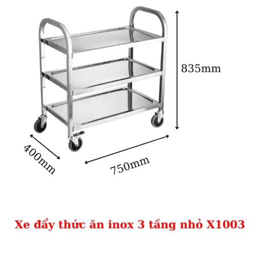 xe đẩy thức ăn inox 3 tầng nhỏ