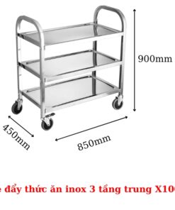 xe đẩy thức ăn inox 3 tầng trung