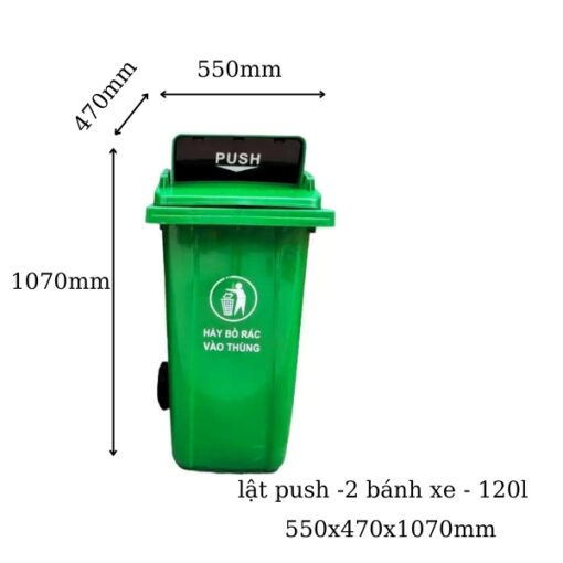 thùng rác nắp hở push 120l