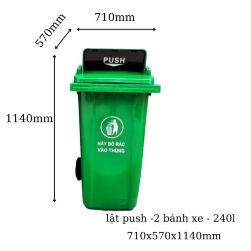 thùng rác nắp hở push 240l