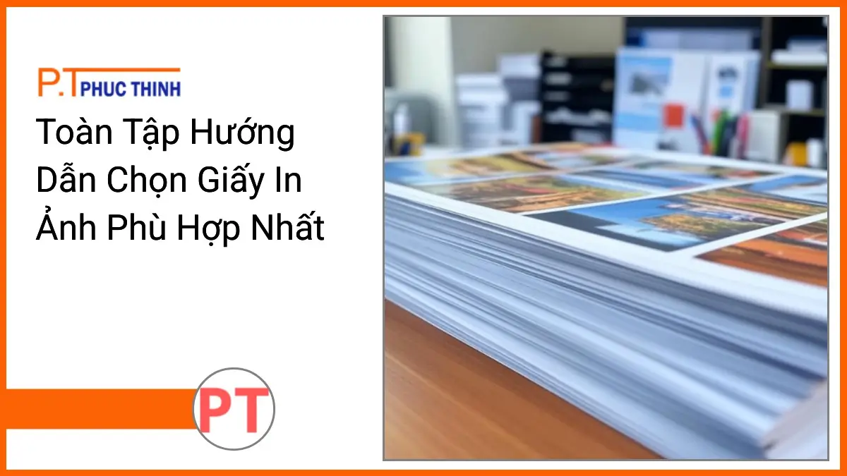 Stack of A4 photo printing paper and office stationery by PT Phúc Thinh on a clean desk illustrating Toan Tap Huong Dan Chon Giay In Anh Phu Hop Nhat article