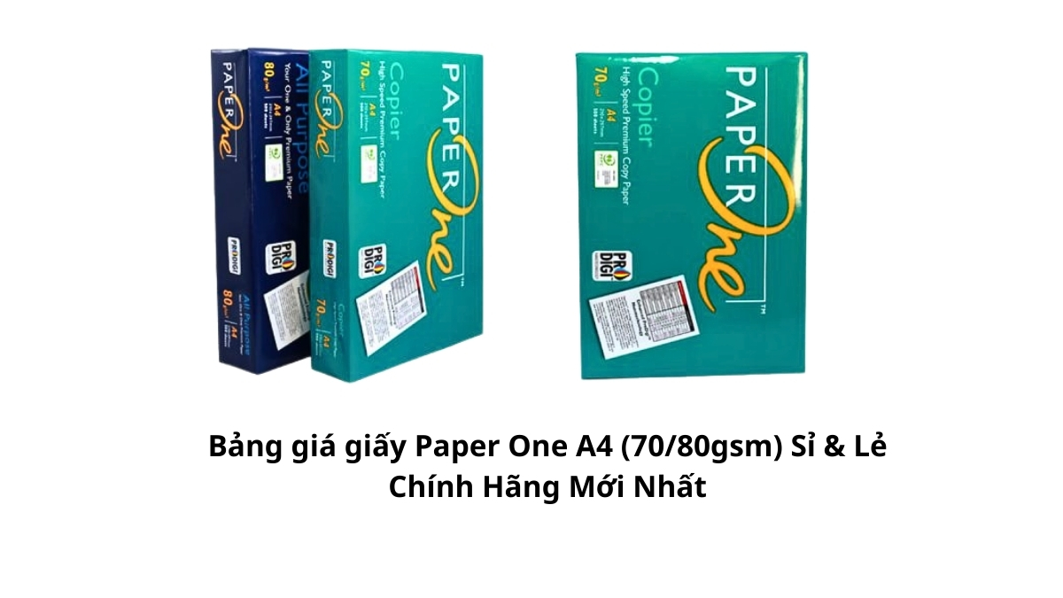 Chi tiết bảng giá giấy Paper One A4 (70/80gsm) sỉ & lẻ chính hãng mới nhất áp dụng cho khách hàng doanh nghiệp và đại lý văn phòng phẩm.
