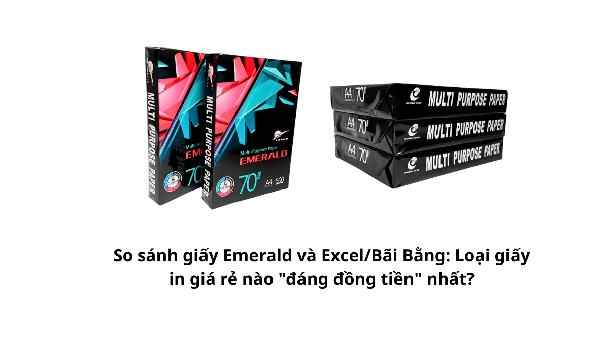 So sánh giấy Emerald và Excel/Bãi Bằng: Loại giấy in giá rẻ nào "đáng đồng tiền" nhất? Xem phân tích độ trắng, độ mịn và báo giá sỉ tại Phúc Thịnh ngay!