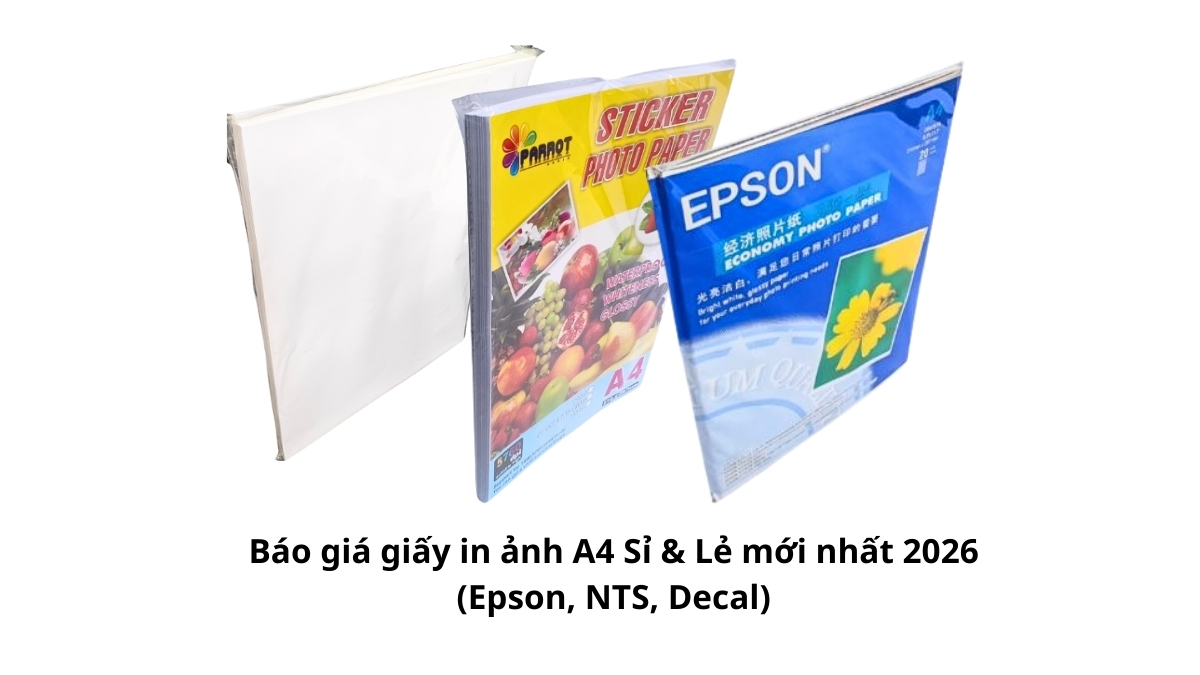 Bảng tổng hợp chi tiết báo giá giấy in ảnh A4 sỉ và lẻ mới nhất 2026 cho các dòng Epson, NTS và Decal.