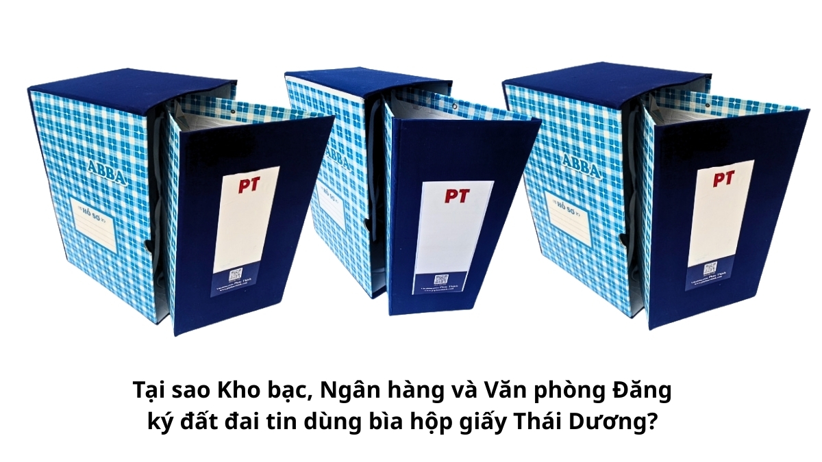 Hệ thống kệ lưu trữ chứng từ dày đặc được sắp xếp gọn gàng, minh chứng cho việc tại sao Kho bạc, Ngân hàng và Văn phòng Đăng ký đất đai tin dùng bìa hộp giấy Thái Dương trong nhiều năm qua.