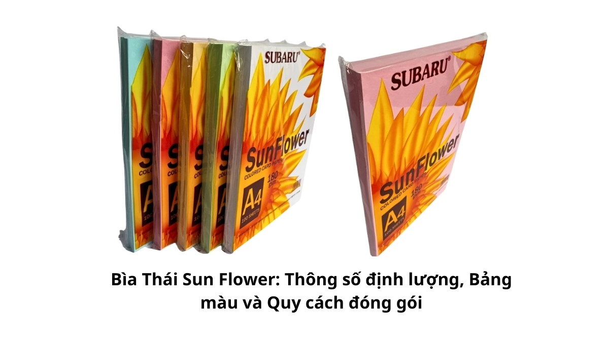 Xấp Bìa Thái Sun Flower chính hãng với bao bì tem nhãn rõ ràng, cam kết chất lượng tại văn phòng phẩm PT Phúc Thịnh.