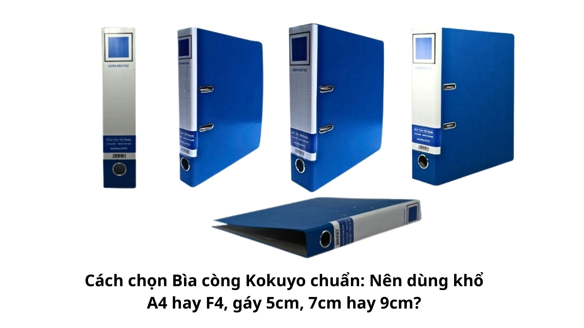 Hai chiếc bìa còng Kokuyo khổ A4 và F4 đặt cạnh nhau để minh họa sự khác biệt về chiều cao, giúp người xem biết cách chọn bìa còng Kokuyo chuẩn cho văn phòng.
