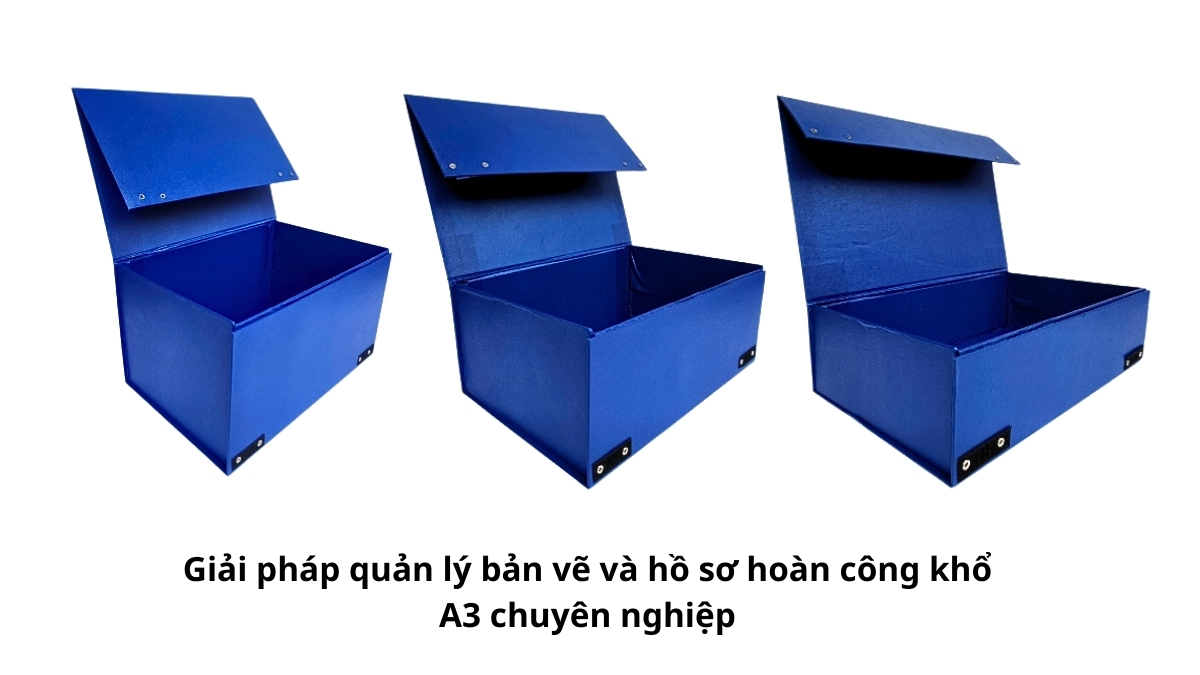 Tổng thể giải pháp quản lý bản vẽ và hồ sơ hoàn công khổ A3 chuyên nghiệp giúp bảo quản tài liệu công trình bền lâu.