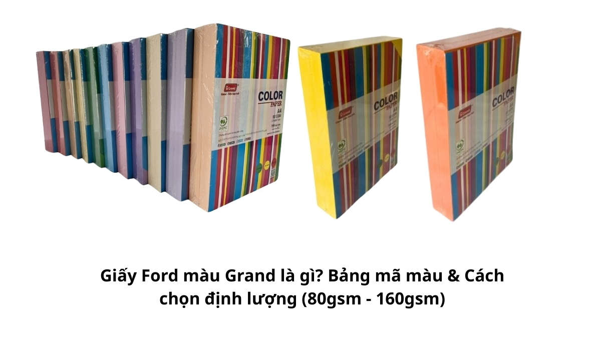 Cận cảnh bề mặt nhám nhẹ của giấy Ford màu Grand, minh họa cho khái niệm giấy Ford màu là gì trong in ấn văn phòng và thủ công.