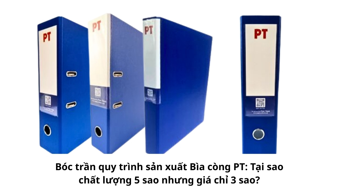 Hệ thống máy ép cao tần tự động đang gia công lớp simili lên bìa carton, minh chứng thực tế khi bóc trần quy trình sản xuất Bìa còng PT hiện đại.
