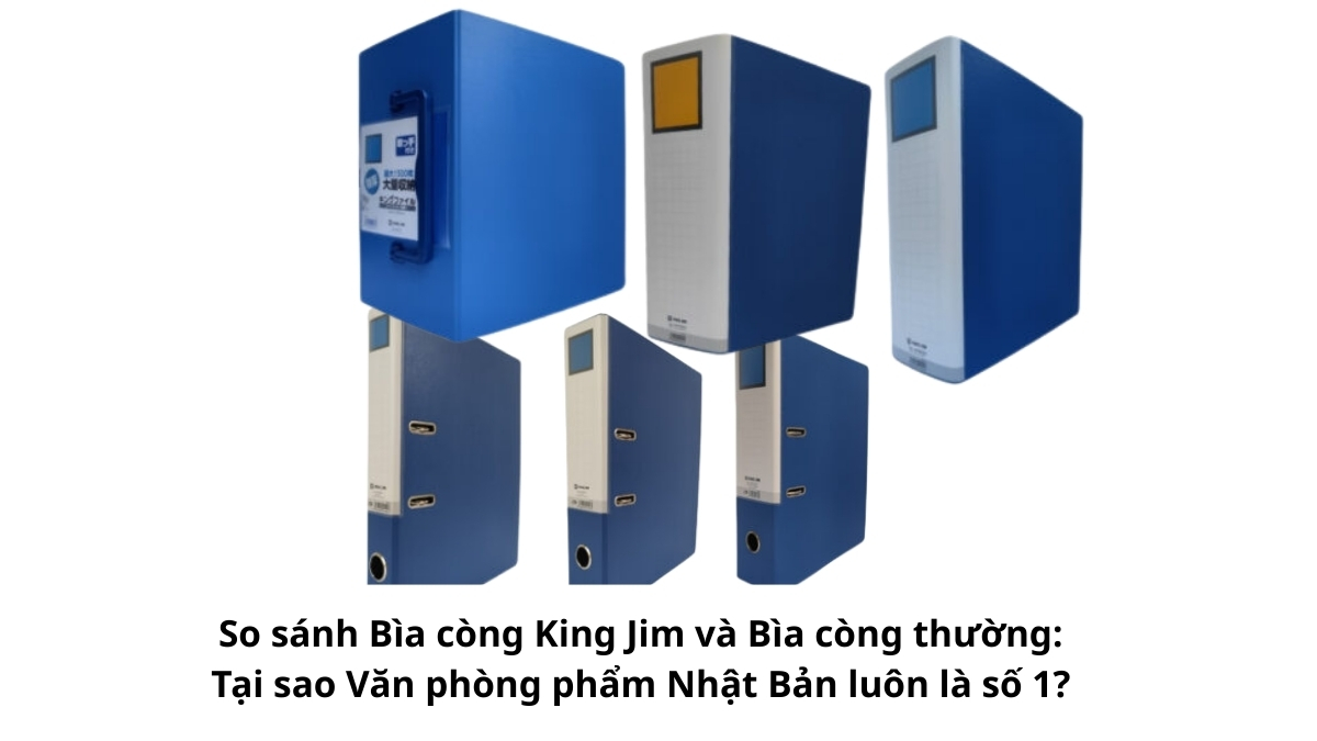 Hai chiếc bìa hồ sơ đặt cạnh nhau minh họa cho bài viết So sánh Bìa còng King Jim và Bìa còng thường: Tại sao Văn phòng phẩm Nhật Bản luôn là số 1? tại Phúc Thịnh.