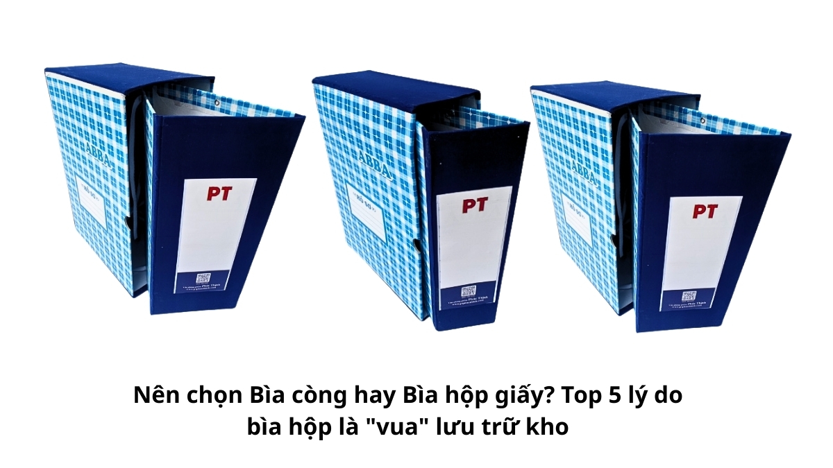 Hình ảnh hai loại bìa hồ sơ được đặt cạnh nhau để so sánh độ dày và kết cấu, giúp khách hàng quyết định Nên chọn Bìa còng hay Bìa hộp giấy cho văn phòng của mình.
