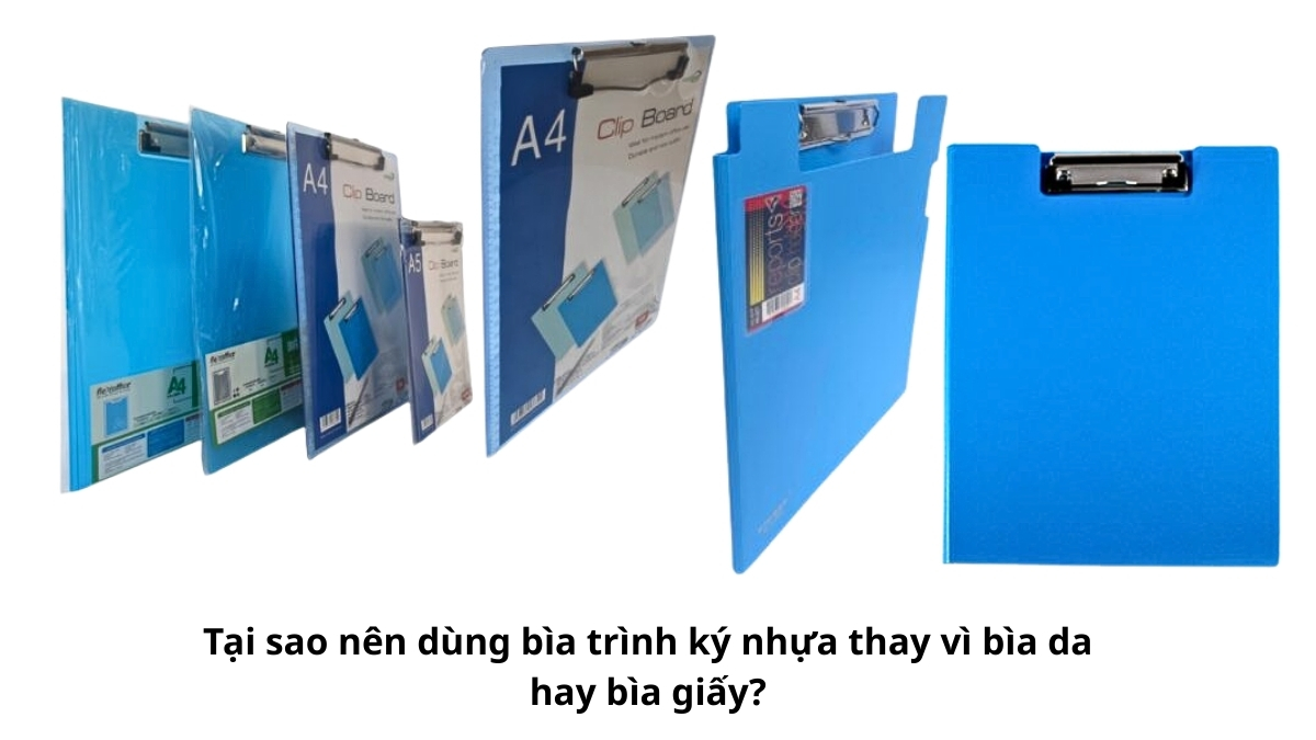 Bảng so sánh trực quan các ưu điểm và hạn chế giúp bạn hiểu rõ tại sao nên dùng bìa trình ký nhựa thay vì bìa da hay bìa giấy.