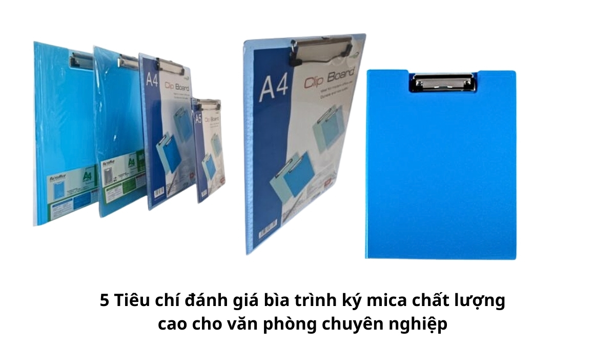 Các mẫu sản phẩm thực tế giúp người dùng nắm rõ 5 tiêu chí đánh giá bìa trình ký mica chất lượng cao cho văn phòng chuyên nghiệp.