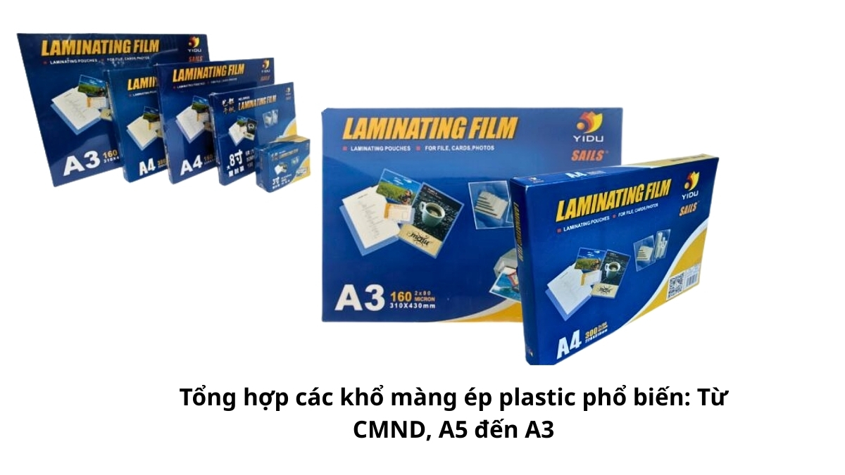 Bảng kích thước tổng hợp các khổ màng ép plastic phổ biến giúp người dùng dễ dàng lựa chọn loại phù hợp với tài liệu của mình.