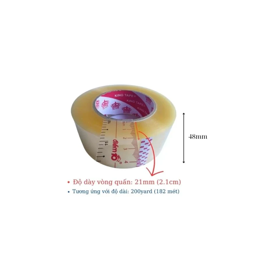 Cuộn băng keo trong King Tape khổ 47mm dài 100 yard chuyên dán thùng carton