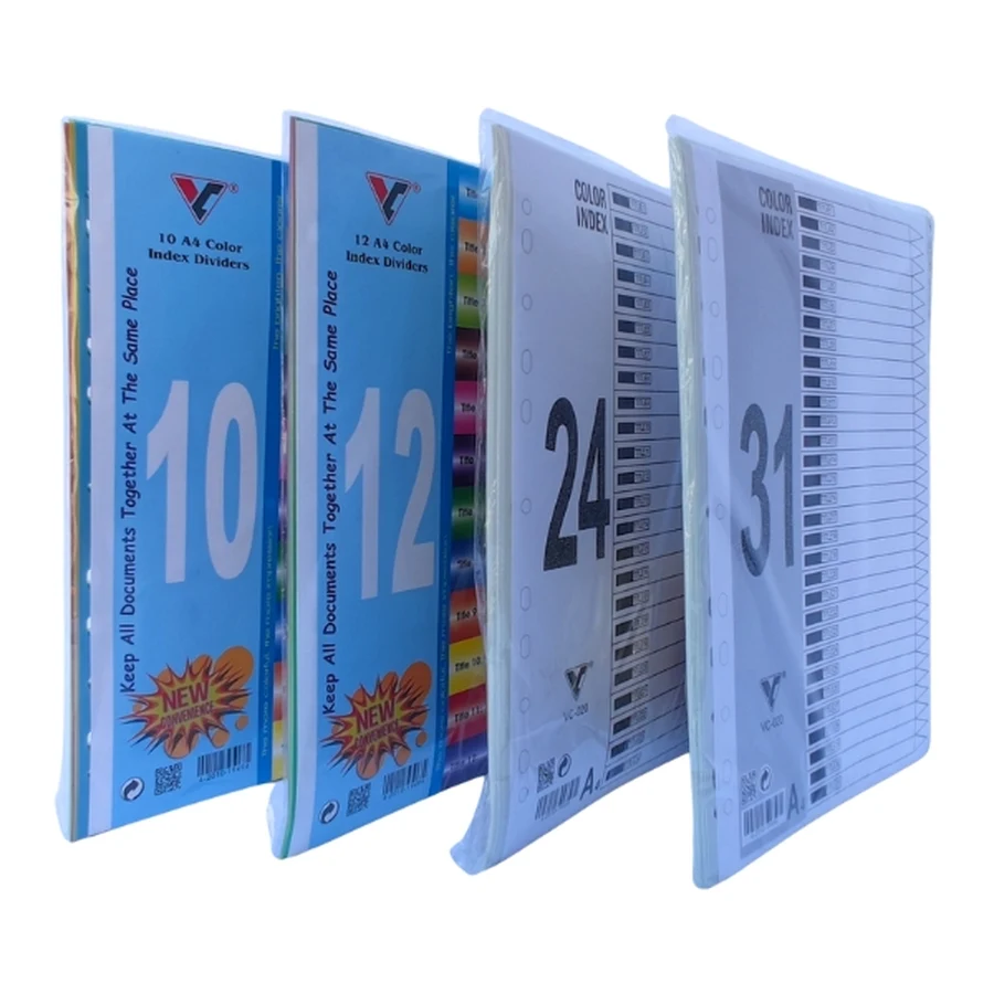 Bìa phân trang nhựa 10 màu VC sắc màu tươi sáng hỗ trợ phân loại hồ sơ văn phòng