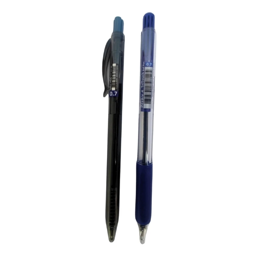 Hộp bút bi Double A Tri-Touch ngòi 0.7mm thân tam giác màu xanh dương