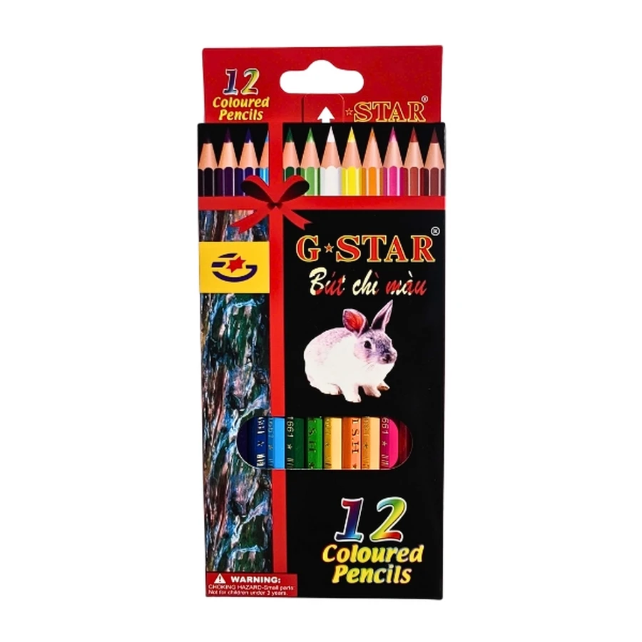 Bộ bút chì màu G-Star 12 màu thân gỗ lục giác phong phú rực rỡ
