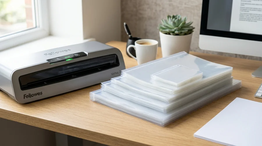 Các khổ màng ép plastic Yidu từ CMND đến A3 và máy ép nhiệt trên bàn làm việc văn phòng
