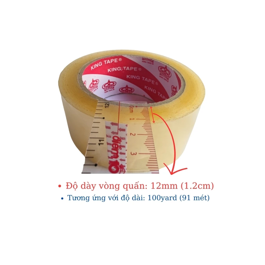 Cuộn băng keo dán thùng carton King Tape khổ 47mm độ dài 100 yard tại Phúc Thịnh