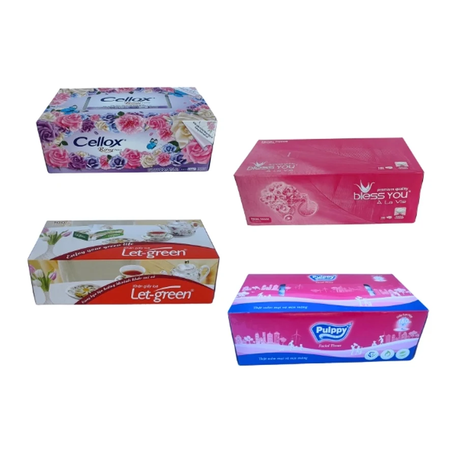 Khăn giấy lụa hộp cao cấp đặt trên bàn làm việc tiếp khách văn phòng