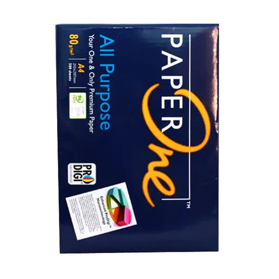 Ram giấy in cao cấp Paper One A4 80gsm chính hãng màu xanh dương nhập khẩu từ Indonesia nguyên thùng 5 ram