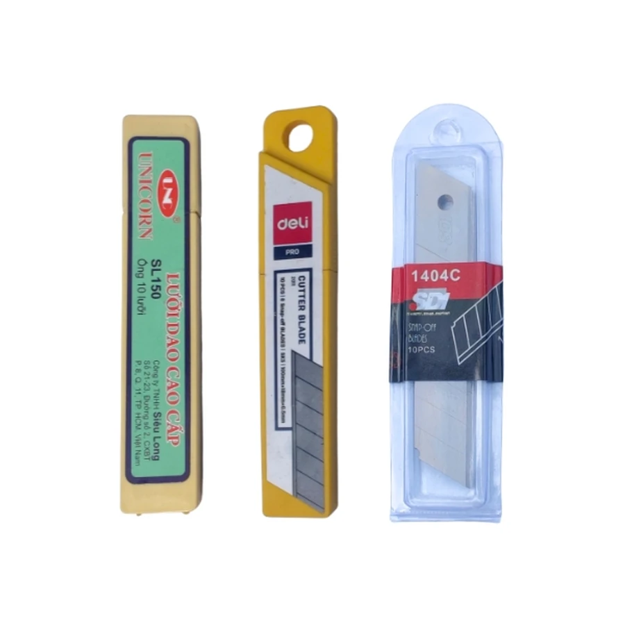 Hộp tép lưỡi dao rọc giấy SDI chính hãng 1403C 9mm và 1404C 18mm bằng thép carbon siêu sắc