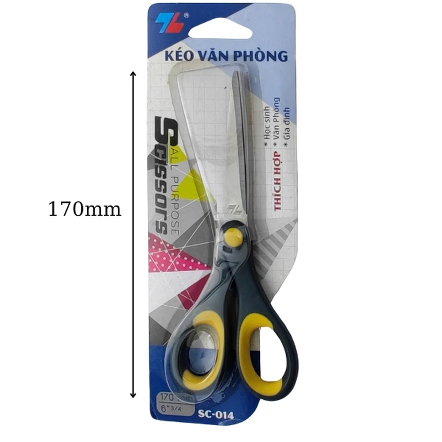 Kéo văn phòng Thiên Long SC-014 dài 18cm cán nhựa ABS bọc đệm êm tay công thái học