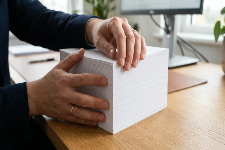 Kiểm tra mép cắt và bụi giấy xấp giấy in A4