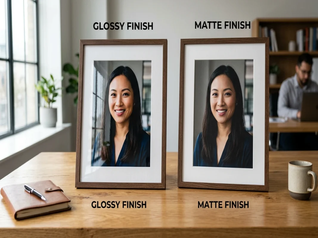 So sánh bức ảnh in trên giấy Glossy bóng và giấy Matte mờ cạnh nhau