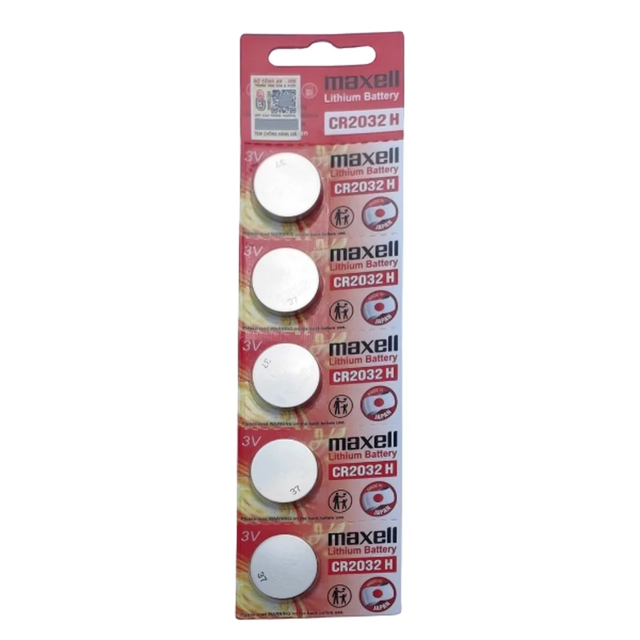 Vỉ 5 viên pin cúc áo Maxell CR2032H 3V Lithium