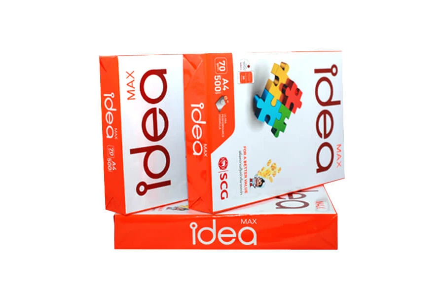 Các ram giấy in cao cấp Idea Max 70gsm khổ A4 đóng gói chuẩn 500 tờ của SCG Thái Lan