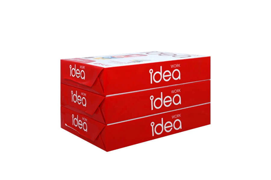 Ba ram giấy in văn phòng Idea Work 80gsm khổ A4 chính hãng SCG màu đỏ xếp chồng