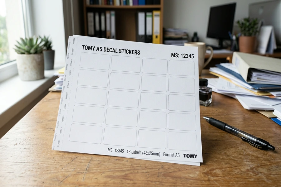Sơ đồ bố cục các con tem bế sẵn trên tờ giấy decal Tomy khổ A5