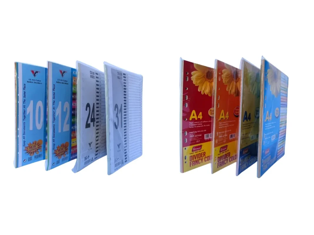 Bìa phân trang nhựa VC 10, 12, 24, 31 số và bìa phân trang giấy Grand khổ A4