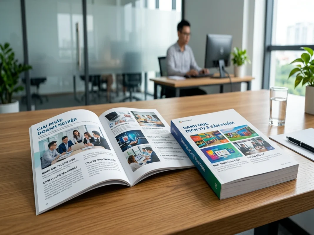 Cuốn catalogue giới thiệu sản phẩm in trên giấy Couche bóng bẩy sắc nét