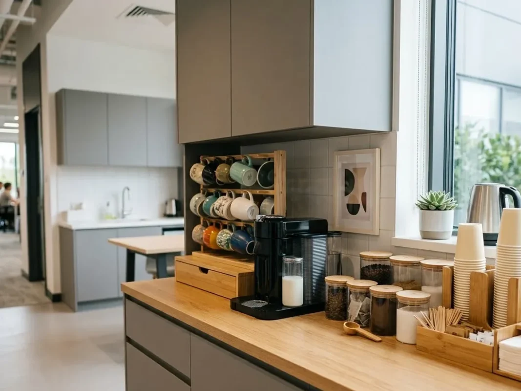 Tủ bếp văn phòng gọn gàng