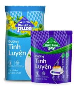 Đường tinh luyện Biên Hòa Pure gói 1kg và Biên Hòa Joy túi đường que