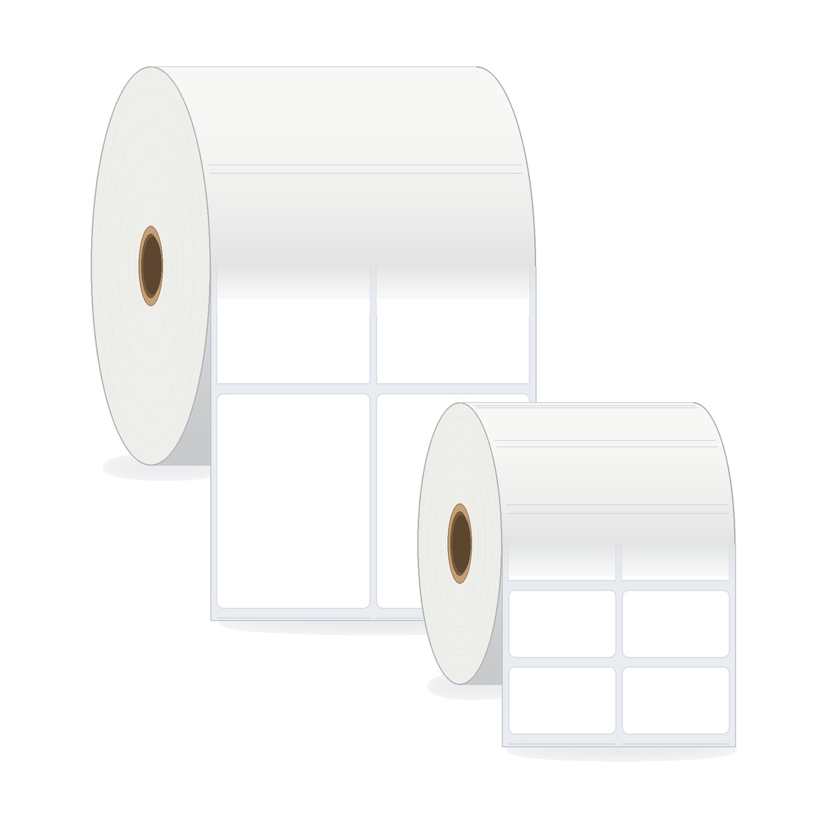 Giấy decal nhiệt cuộn 2 tem/hàng nhiều kích thước