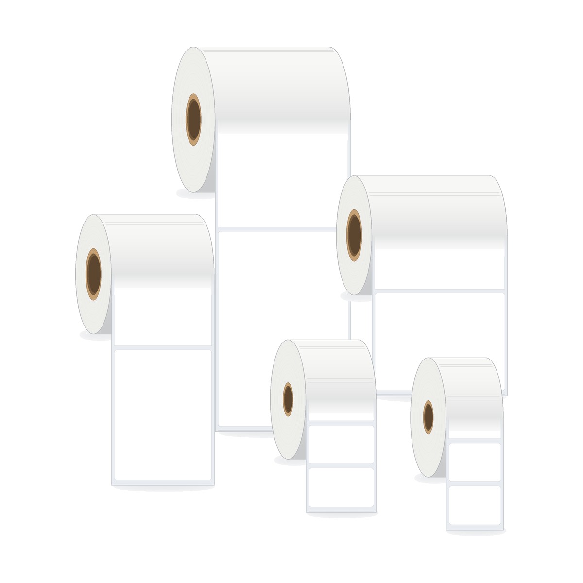Giấy decal nhiệt cuộn 1 tem/hàng nhiều kích thước