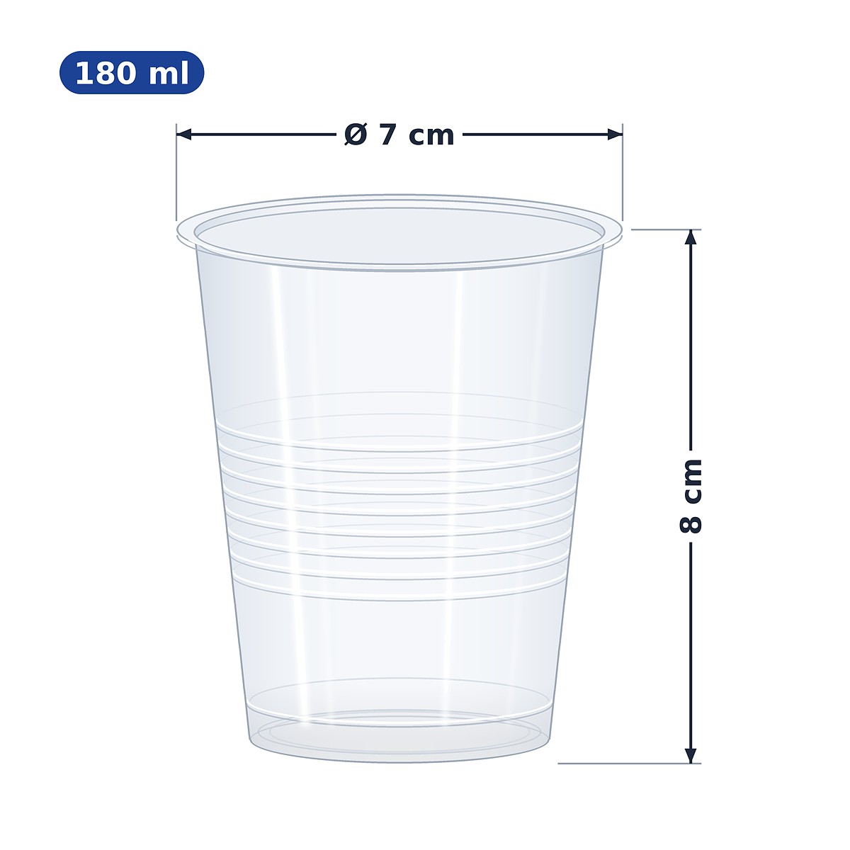 Ly nhựa trong 180 ml, đường kính miệng 7 cm, cao 8 cm