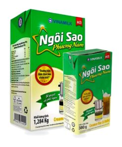 Sữa đặc Ngôi Sao Phương Nam nhãn xanh lá hộp giấy 1.284kg và 380g